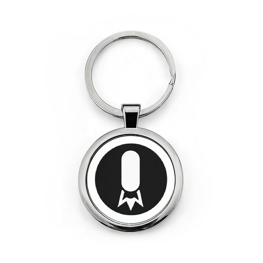 Minimal Medal Icon Round Stainless Steel Keychain | Simple Award Symbol
