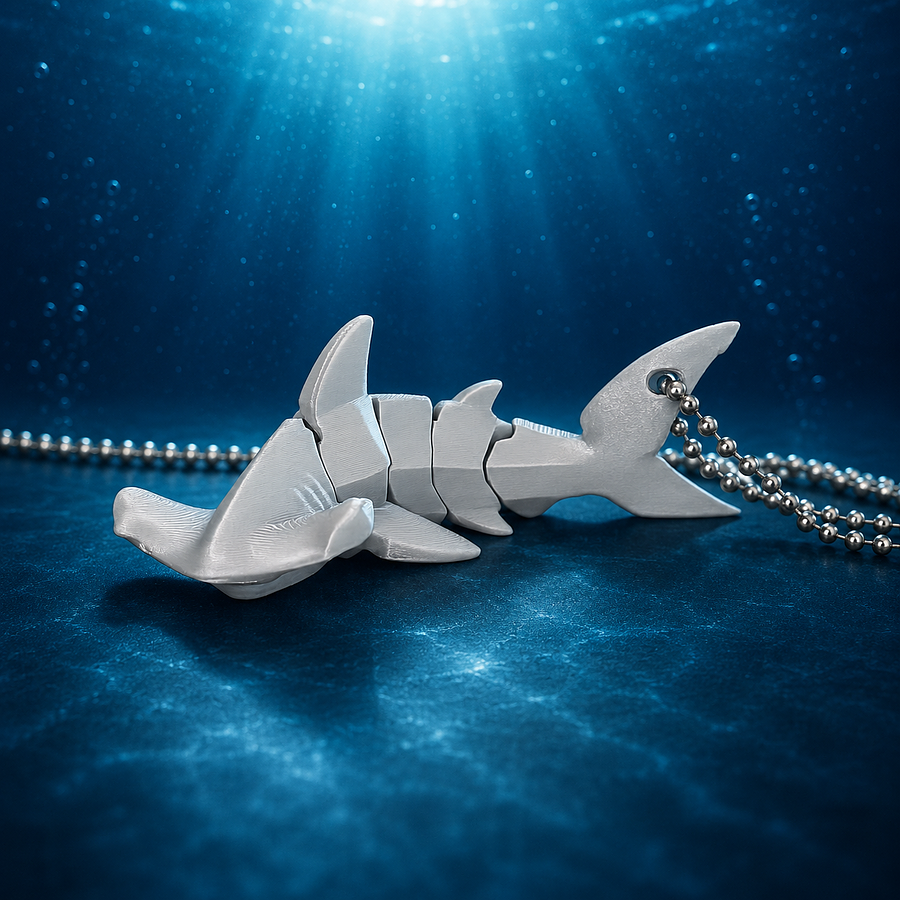 3D Printed Flexy Hammerhead Shark Keychain
